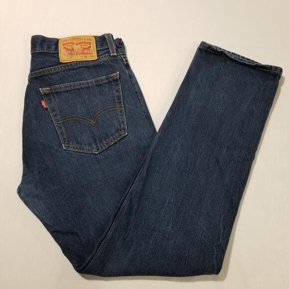 Levis 505 Jeans Mens 32x32 Straight Blue Denim 100% Cotton Dark Wash